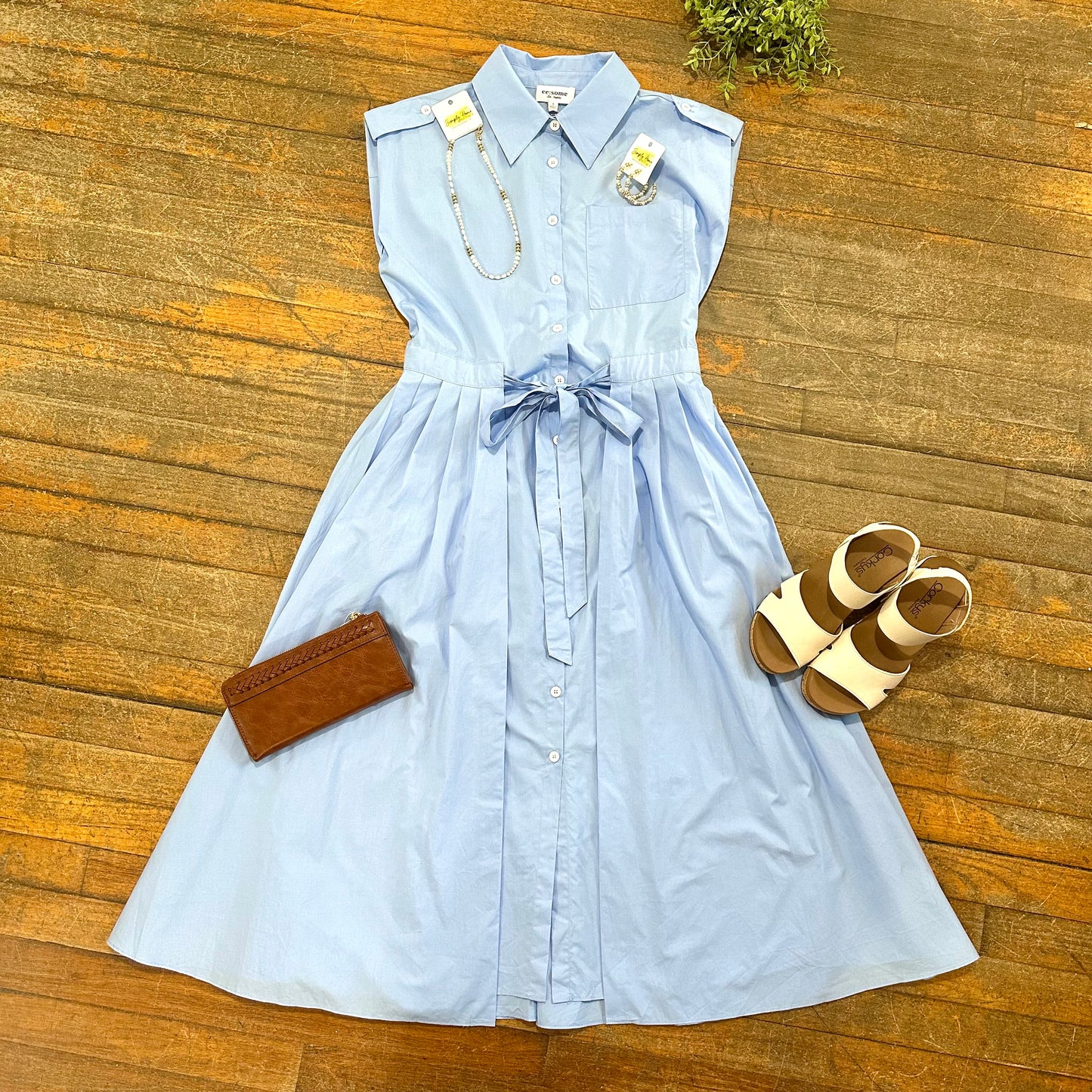 Periwinkle Button Midi Dress