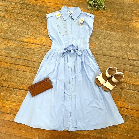 Periwinkle Button Midi Dress