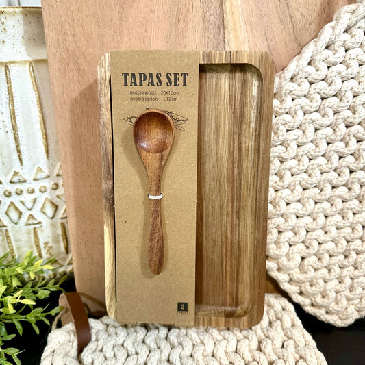 7.8" Wood Board & Spoon