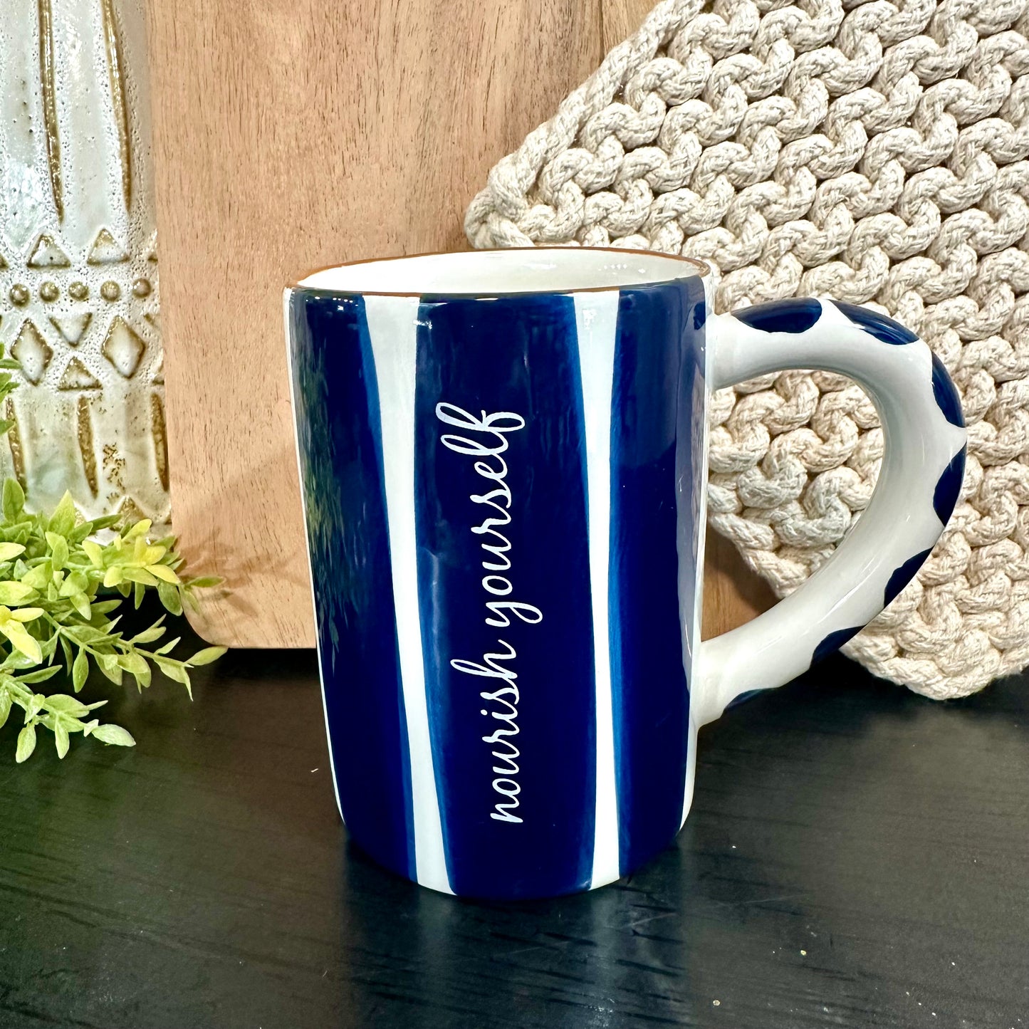 Blue and White Stone Mug