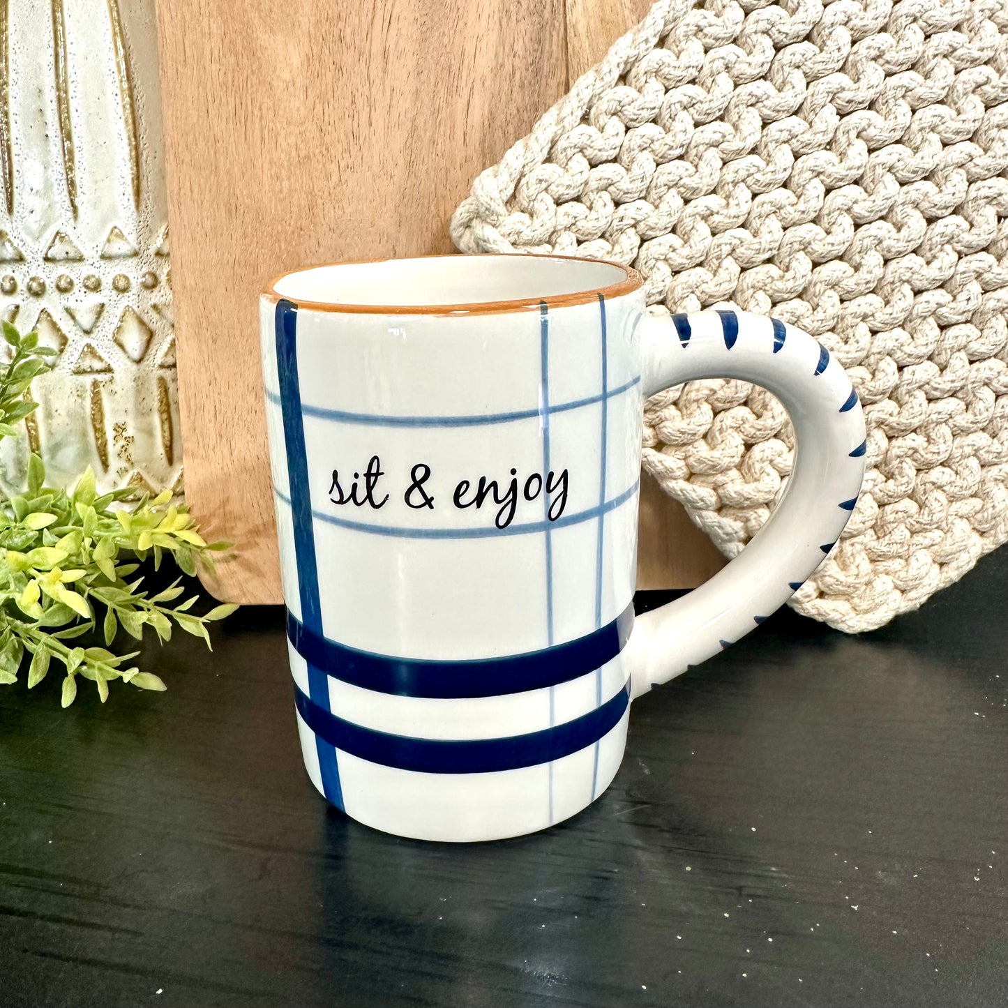 Blue and White Stone Mug