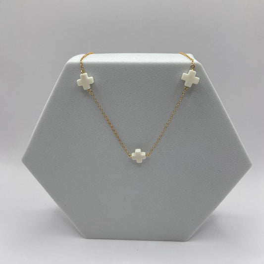 enewton Off White Cross Choker
