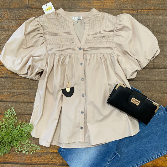 Pintuck Woven Top