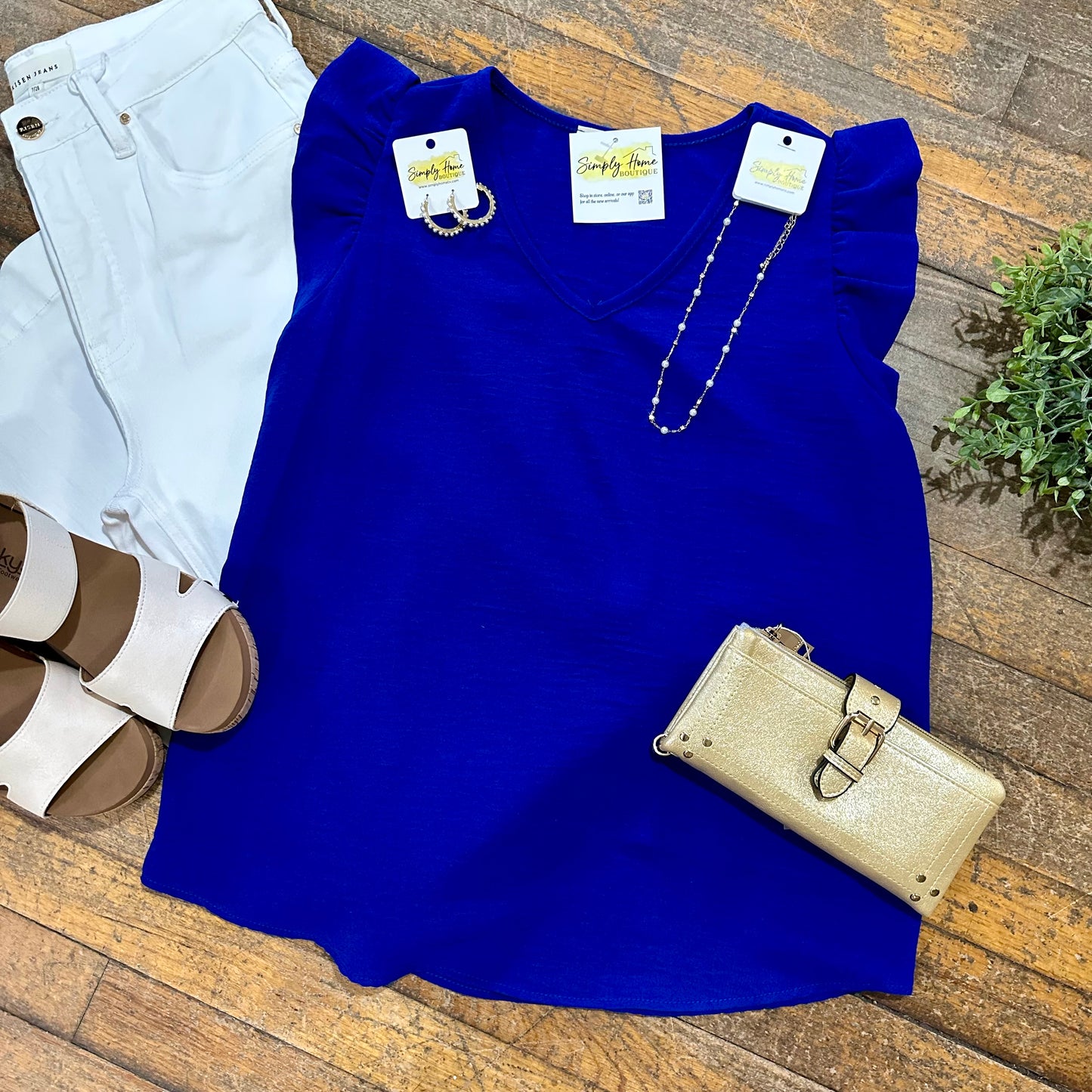 Royal Blue Ruffle Top