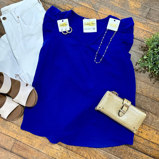 Royal Blue Ruffle Top