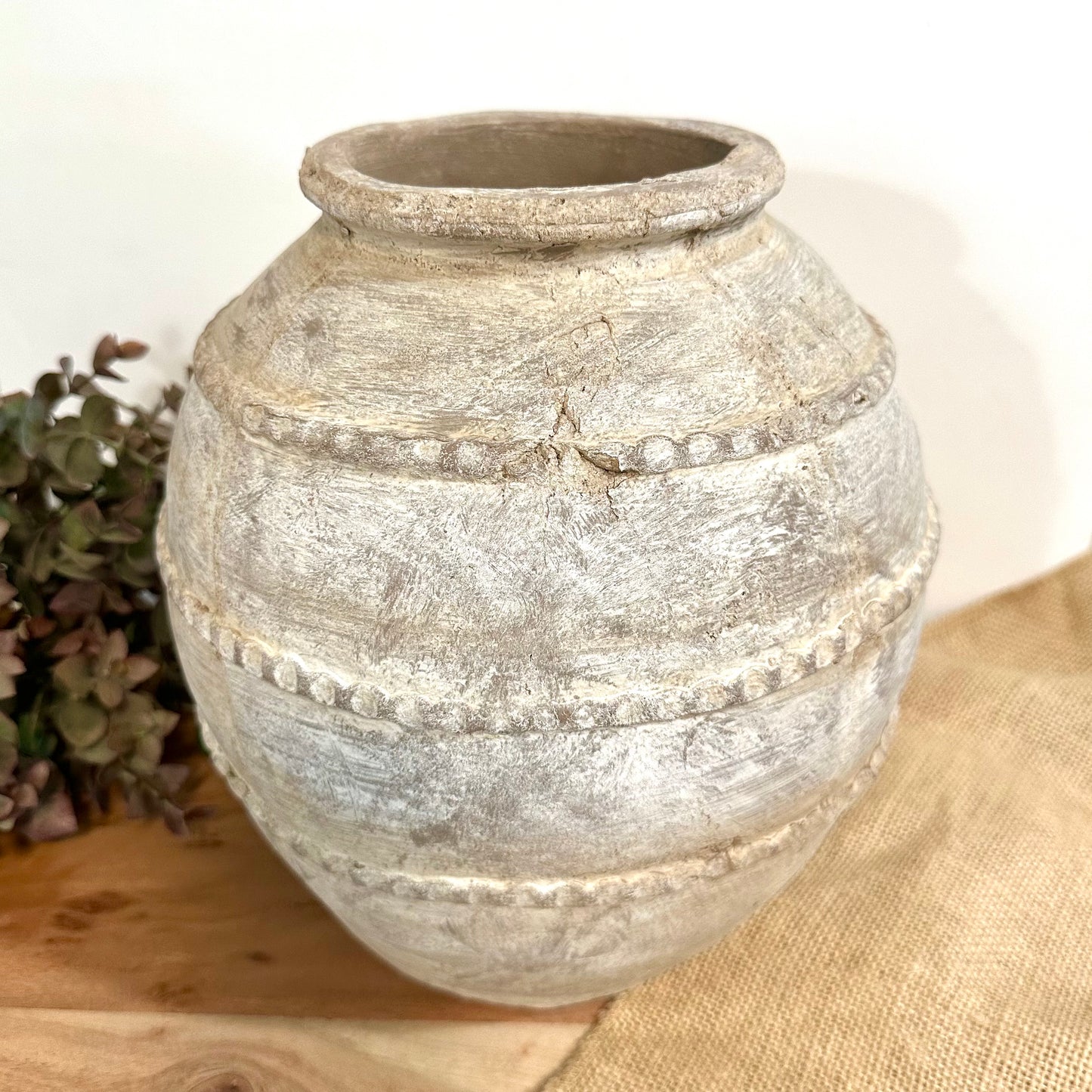 Antique Taupe Deco Vase
