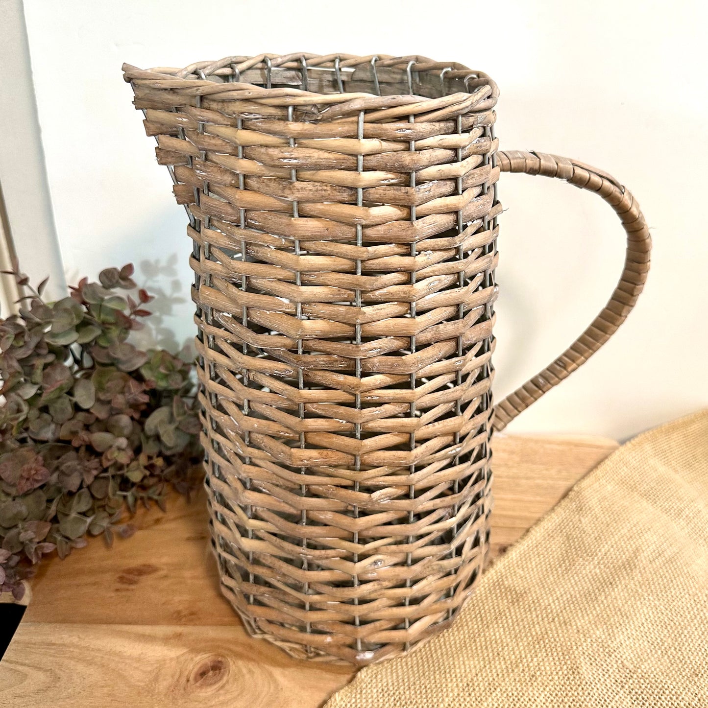 12" Wicker Pitcher Vase