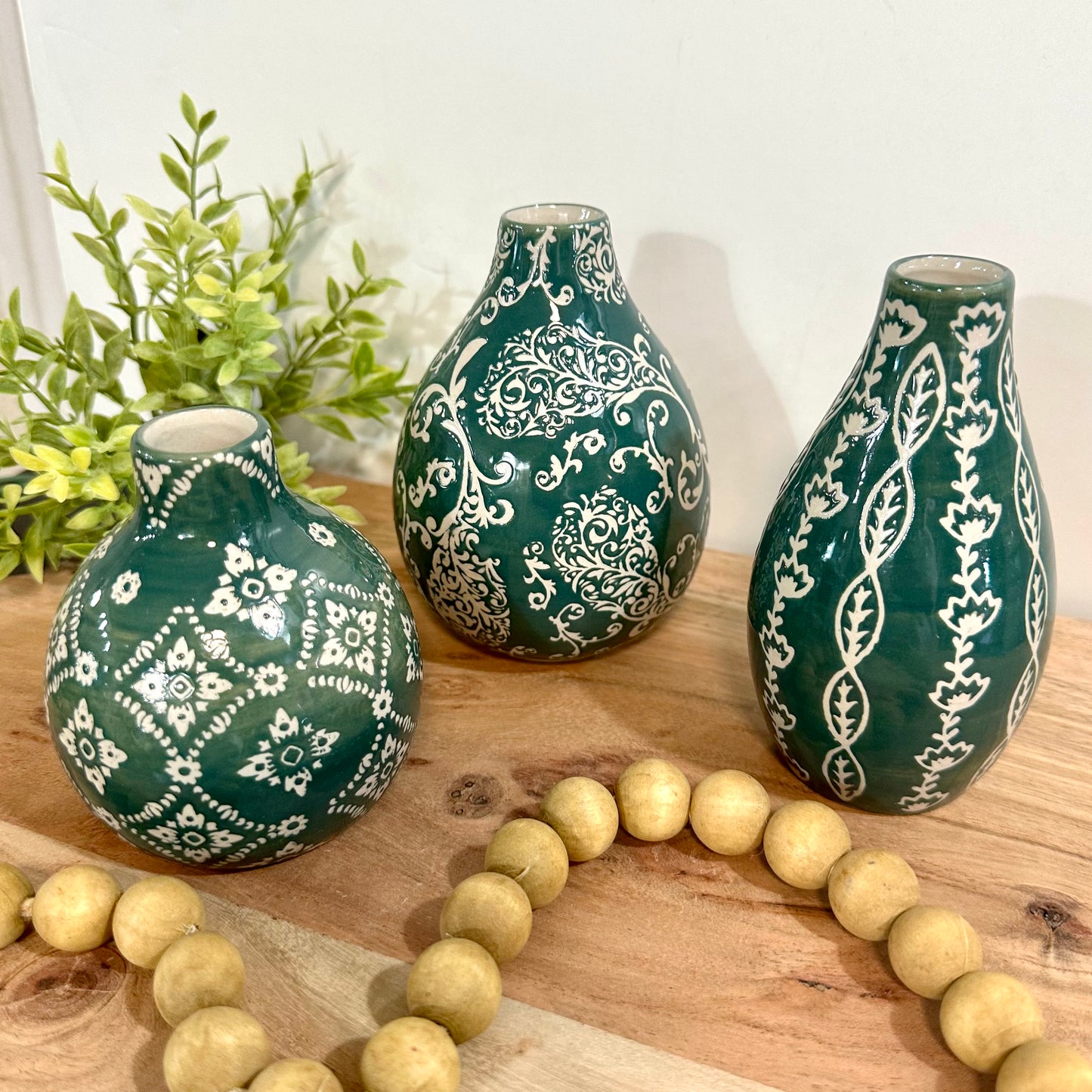 Green Stamped Mini Vase