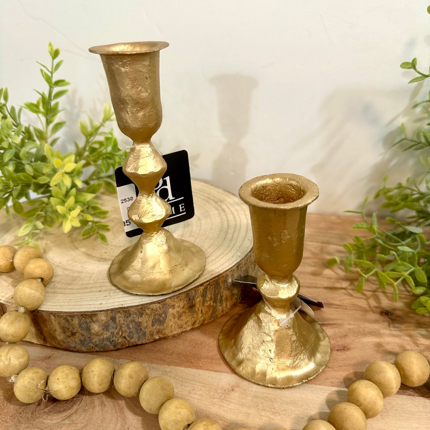 Gold Diamond Candle Holders (set of 2)