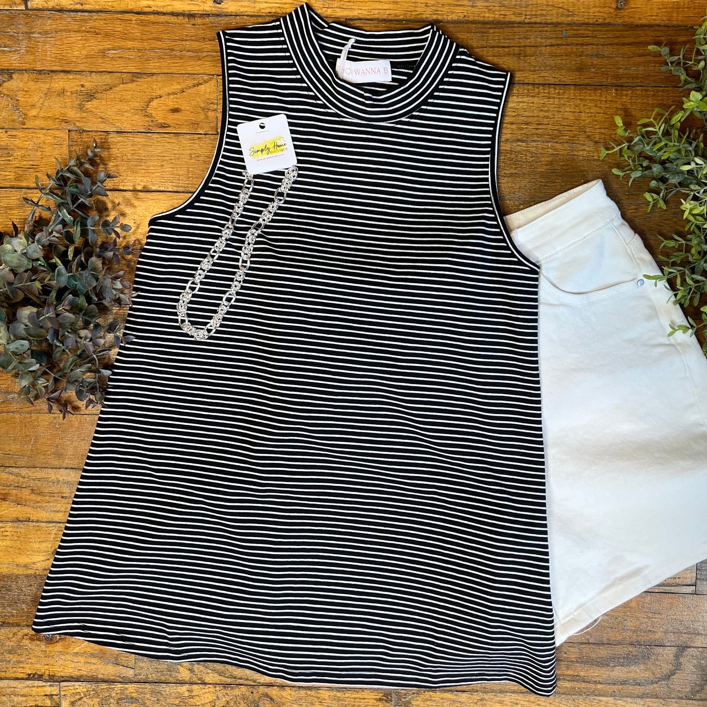 Black & White Stripe Sleeveless Top