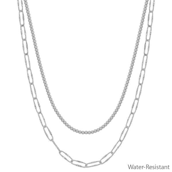 Two Layer Bead and Chain Necklace