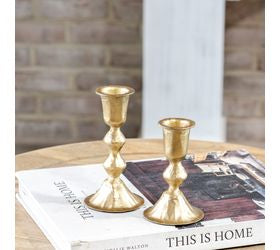 Gold Diamond Candle Holders (set of 2)