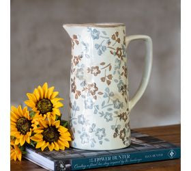 Beige & Blue Floral Pitcher