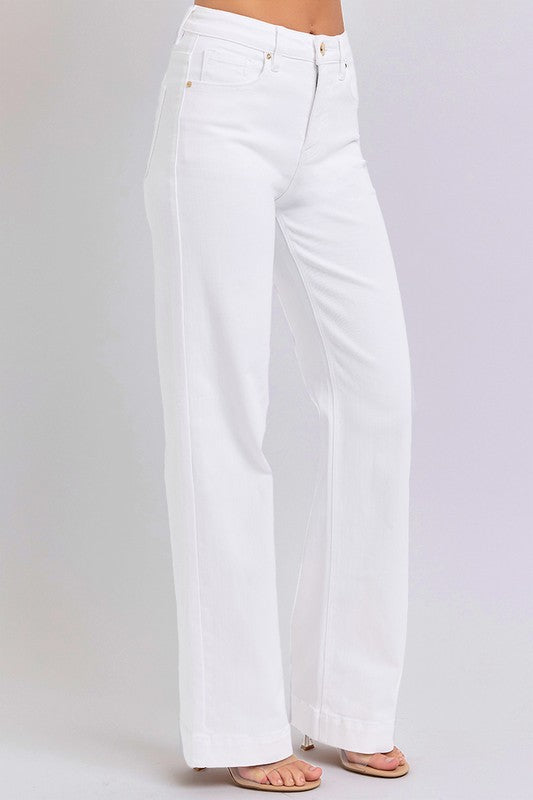 Risen White Straight Jeans