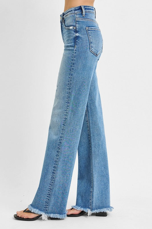 Risen High Rise Long Straight Jeans