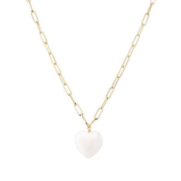 White Stone Heart Necklace
