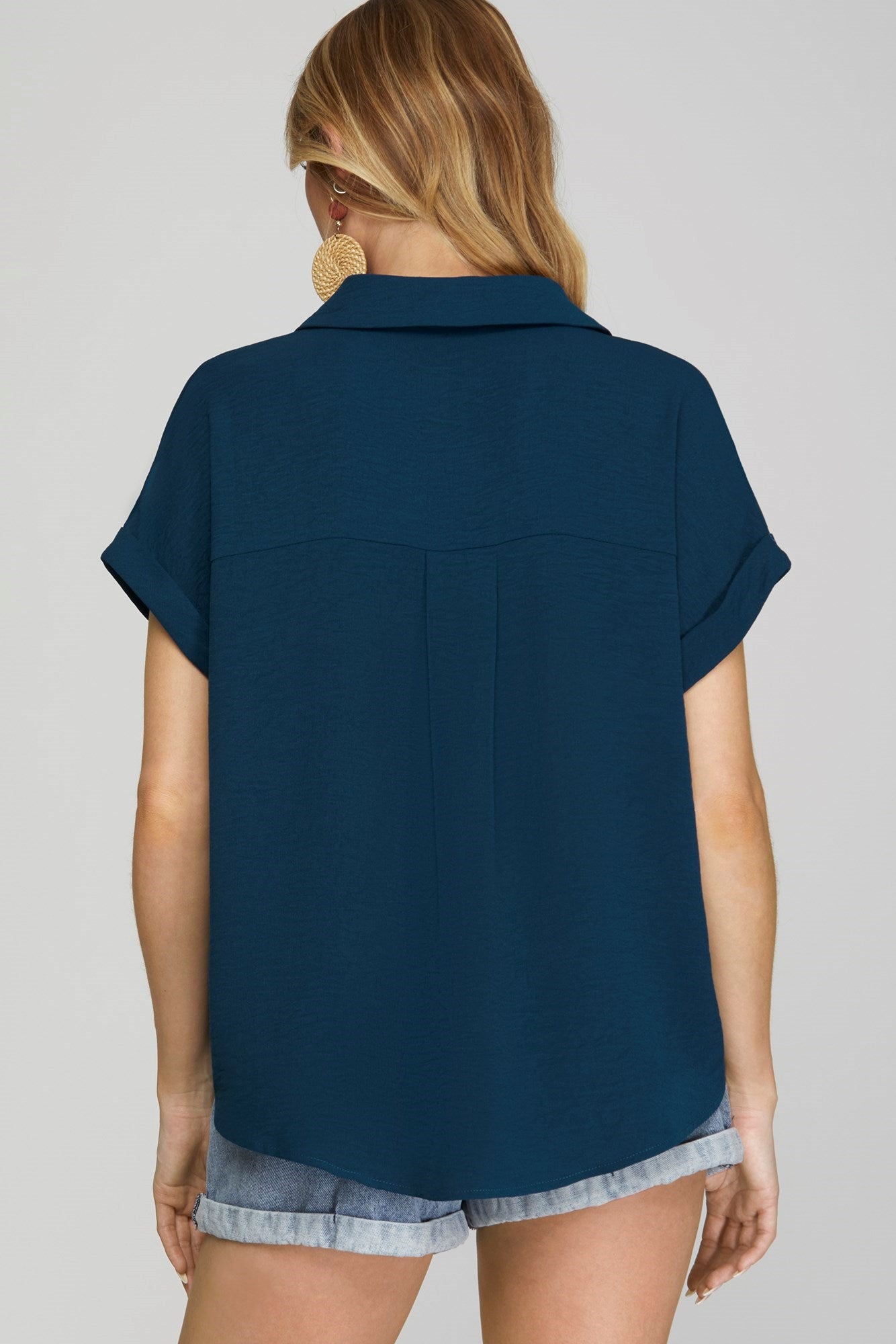 Drop Shoulder Collar Top