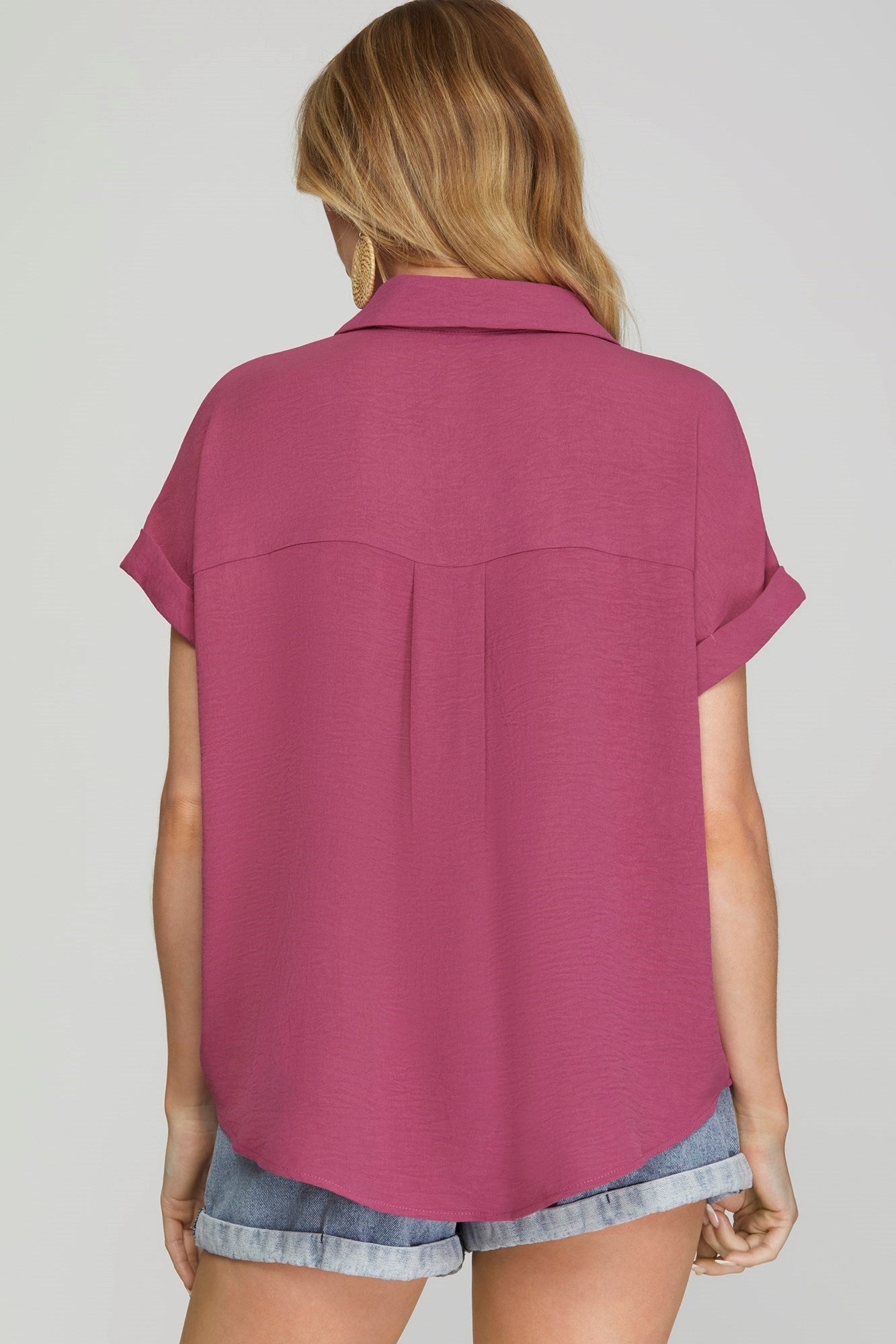Drop Shoulder Collar Top