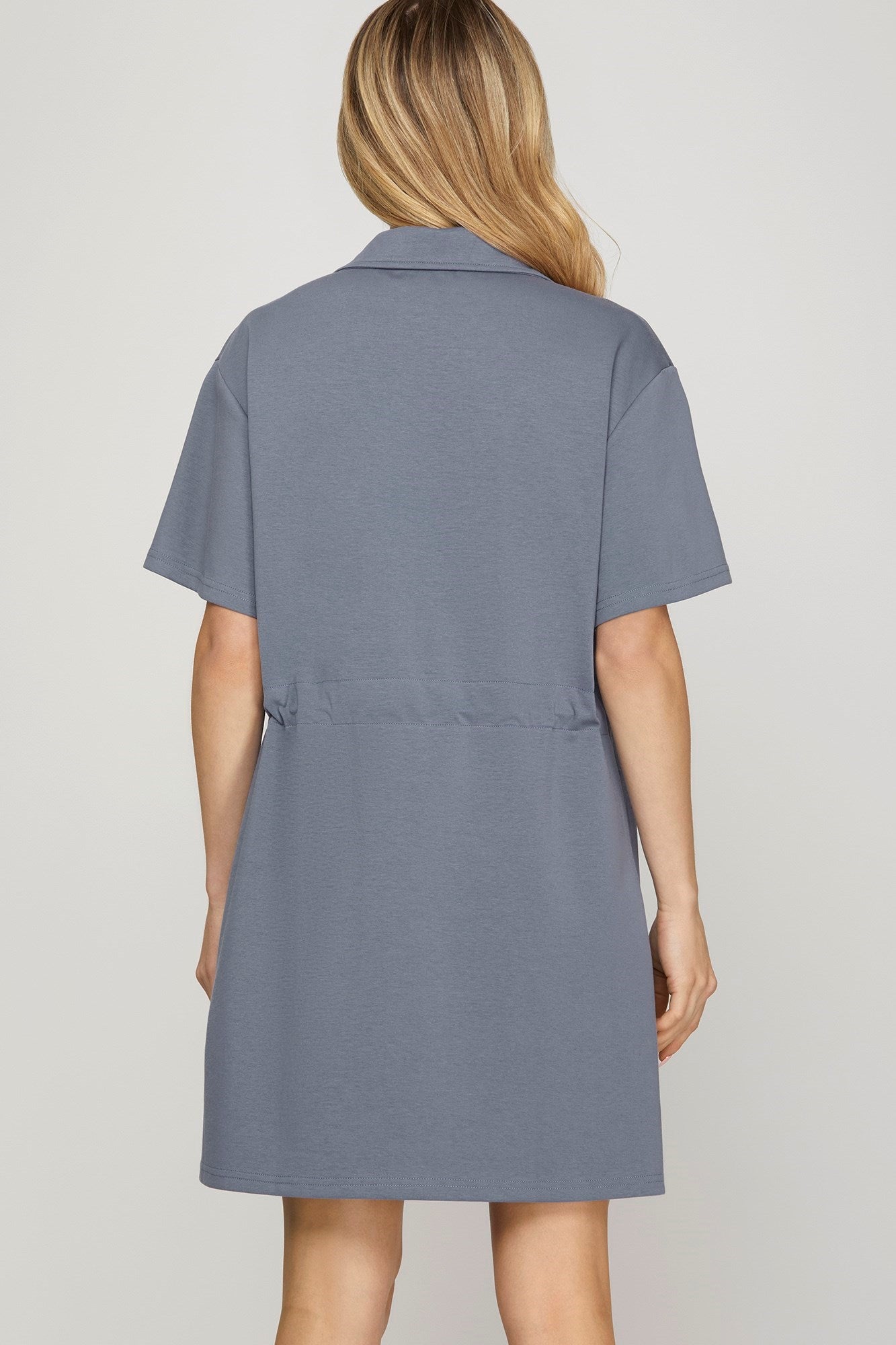Blue Scuba Drawstring Dress