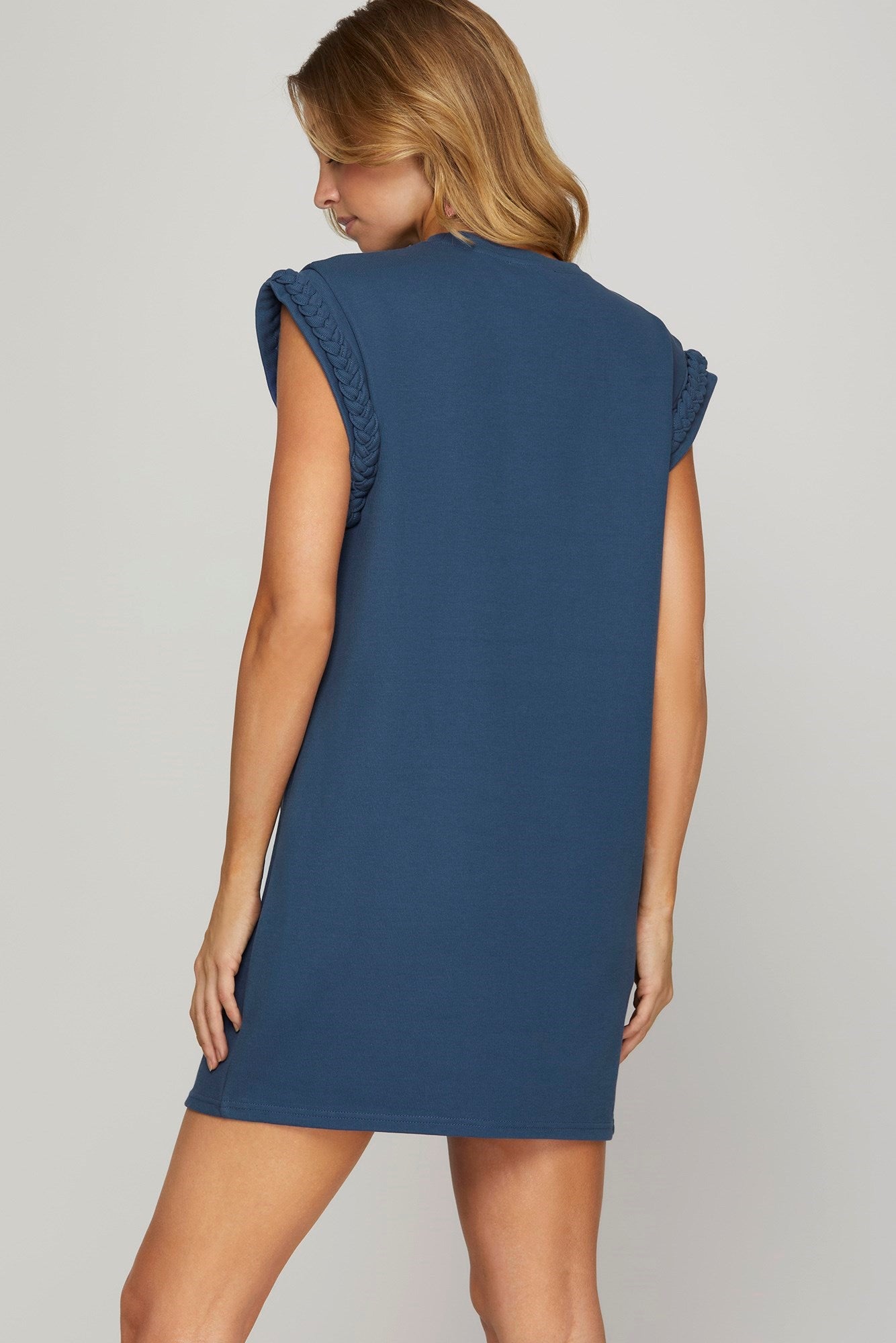 Navy Cap Sleeve Dress