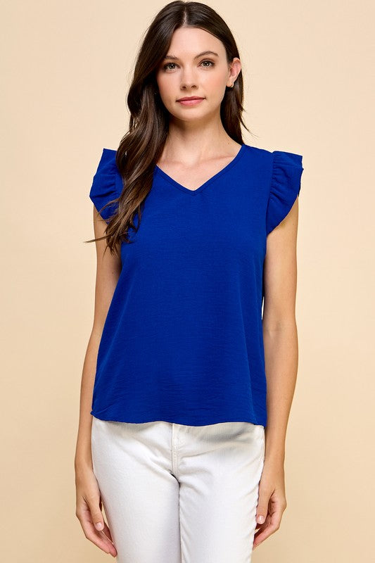 Royal Blue Ruffle Top