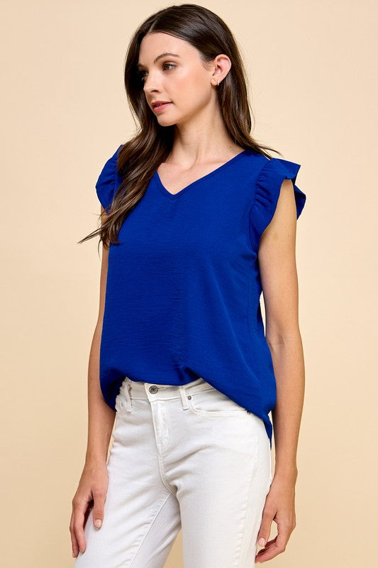 Royal Blue Ruffle Top