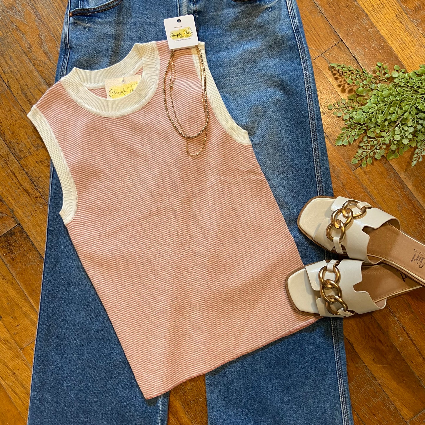 Blush Pinstripe Knit Tank