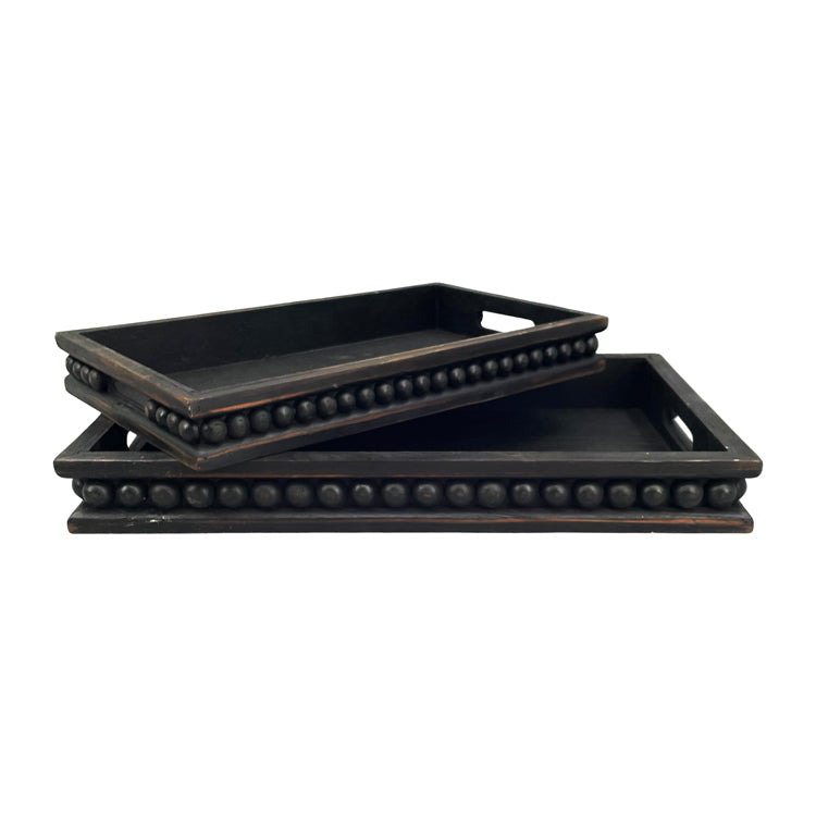 Black Rectangular Beaded Tray