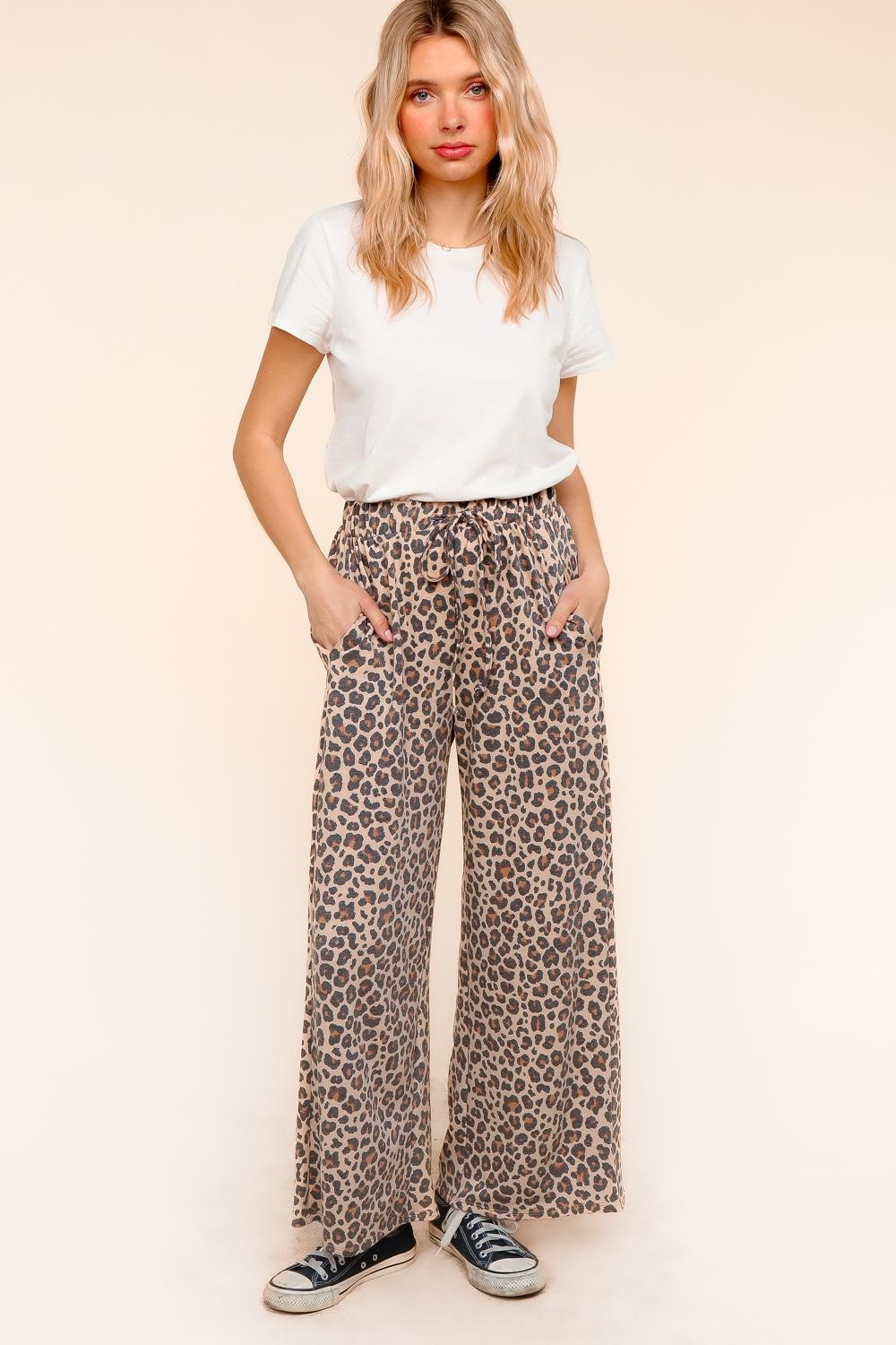 Leopard Wide Terry Pants