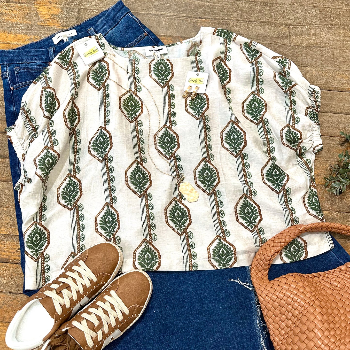 Geometric Floral Blouse
