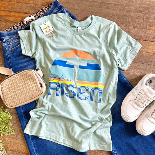 He is Risen Dusty Blue Tee