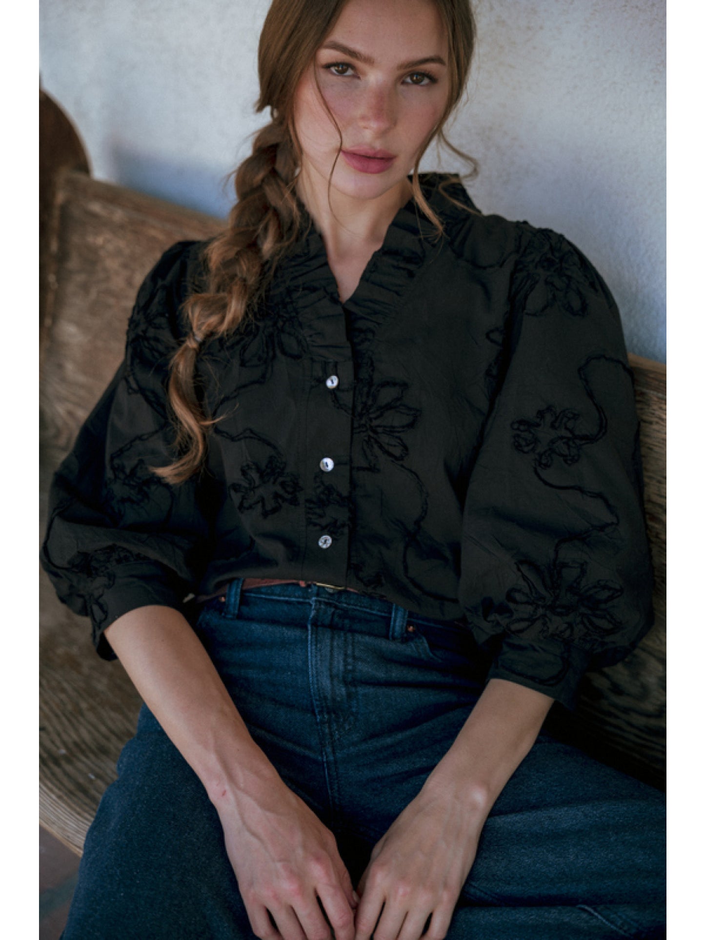 Floral Textured Button Down