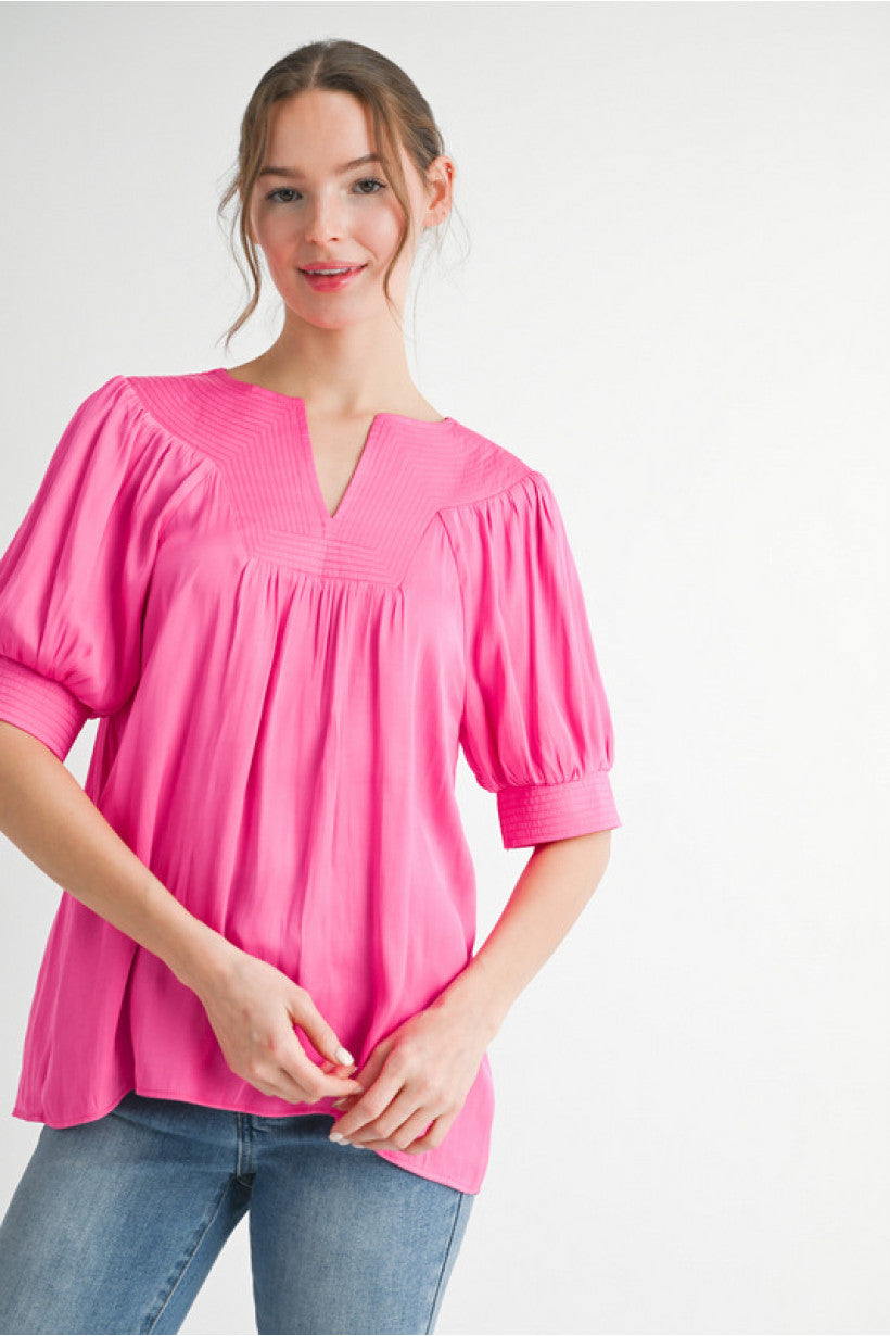 Solid Stitch Yoke Top