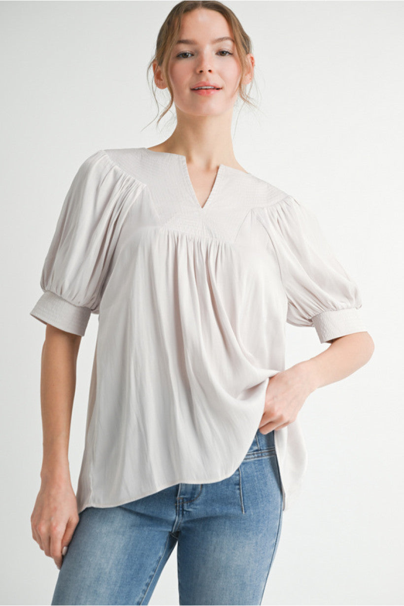Solid Stitch Yoke Top