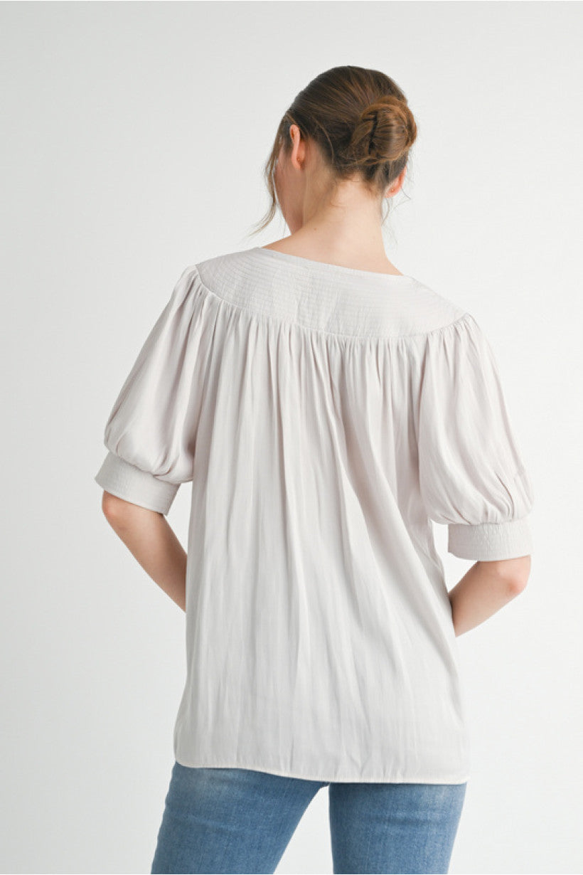 Solid Stitch Yoke Top