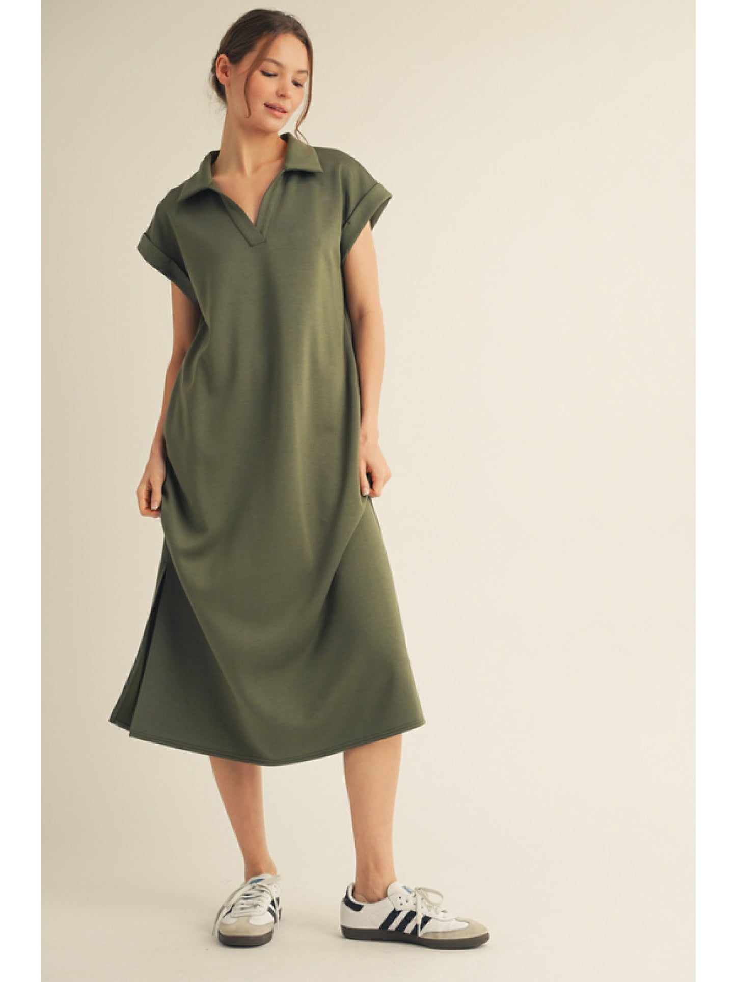 Collared Knit Midi Dress
