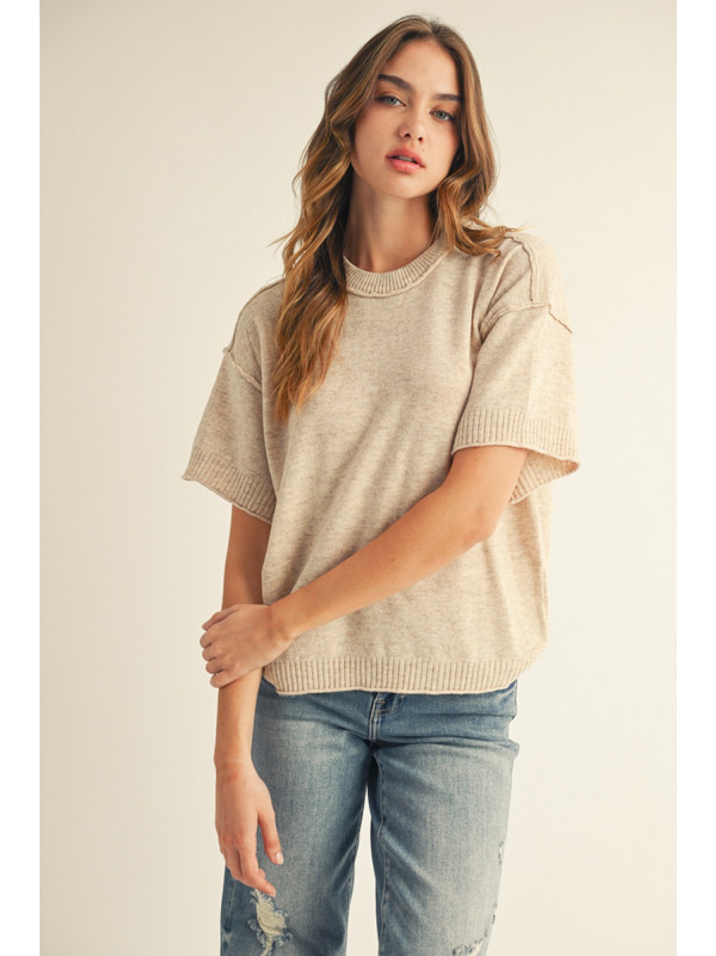 Raw Edge Sweater Top