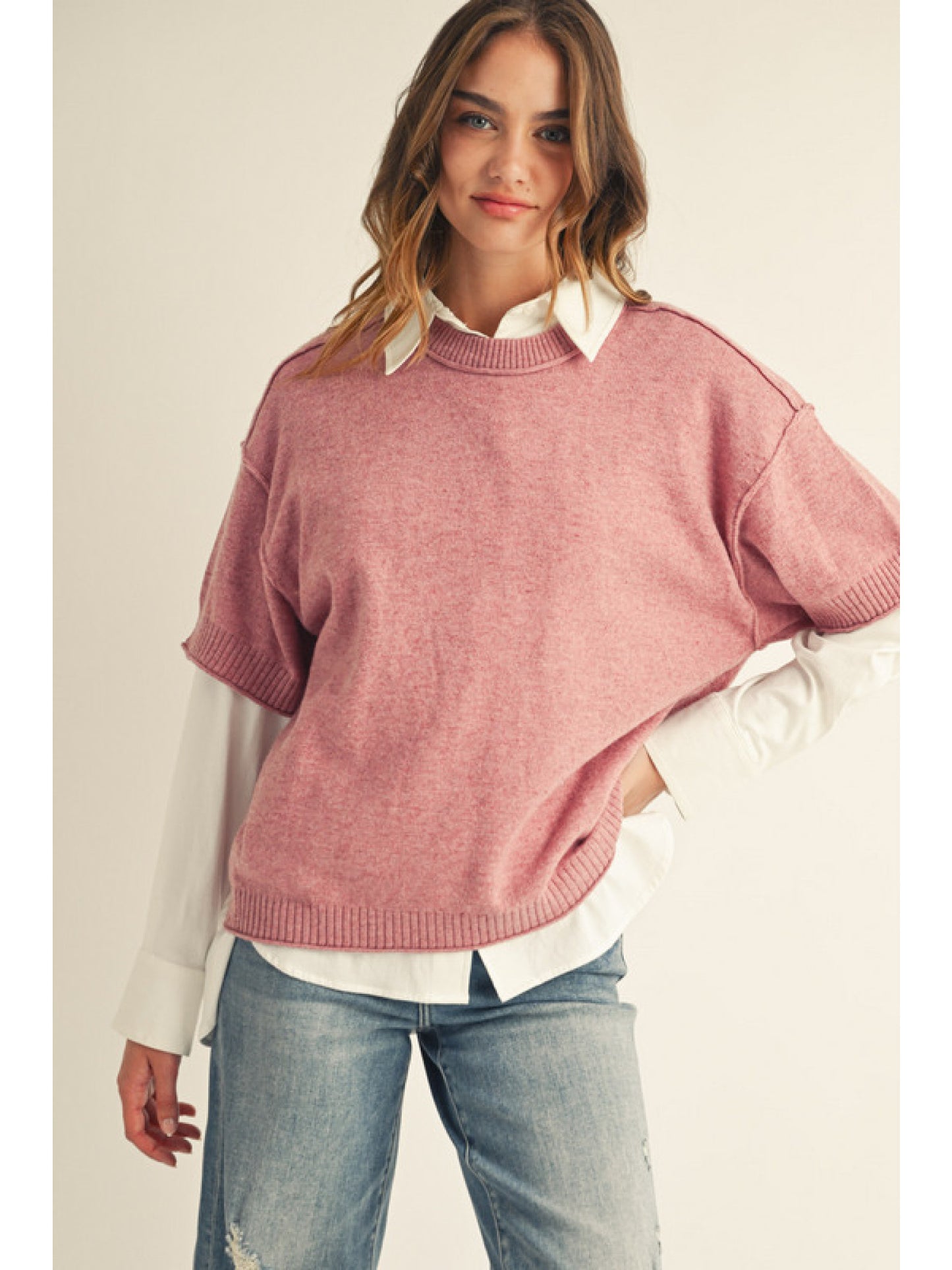 Raw Edge Sweater Top
