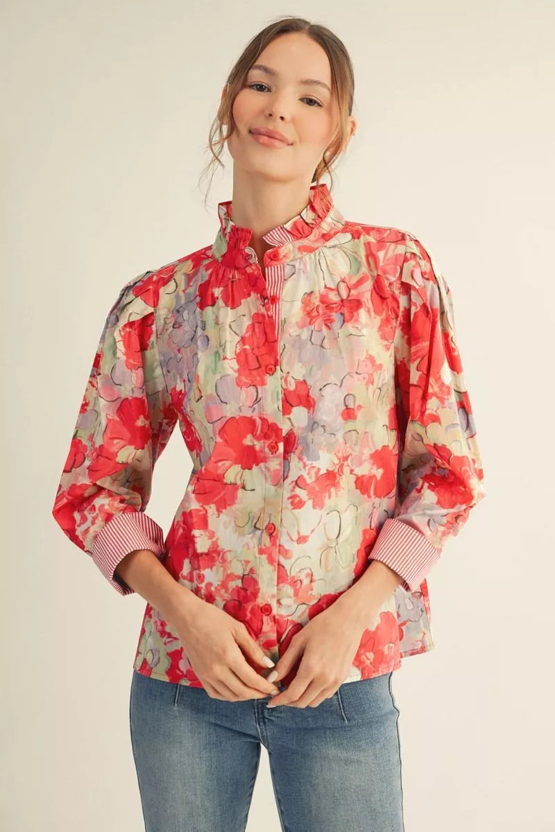 Floral Quarter Sleeve Top