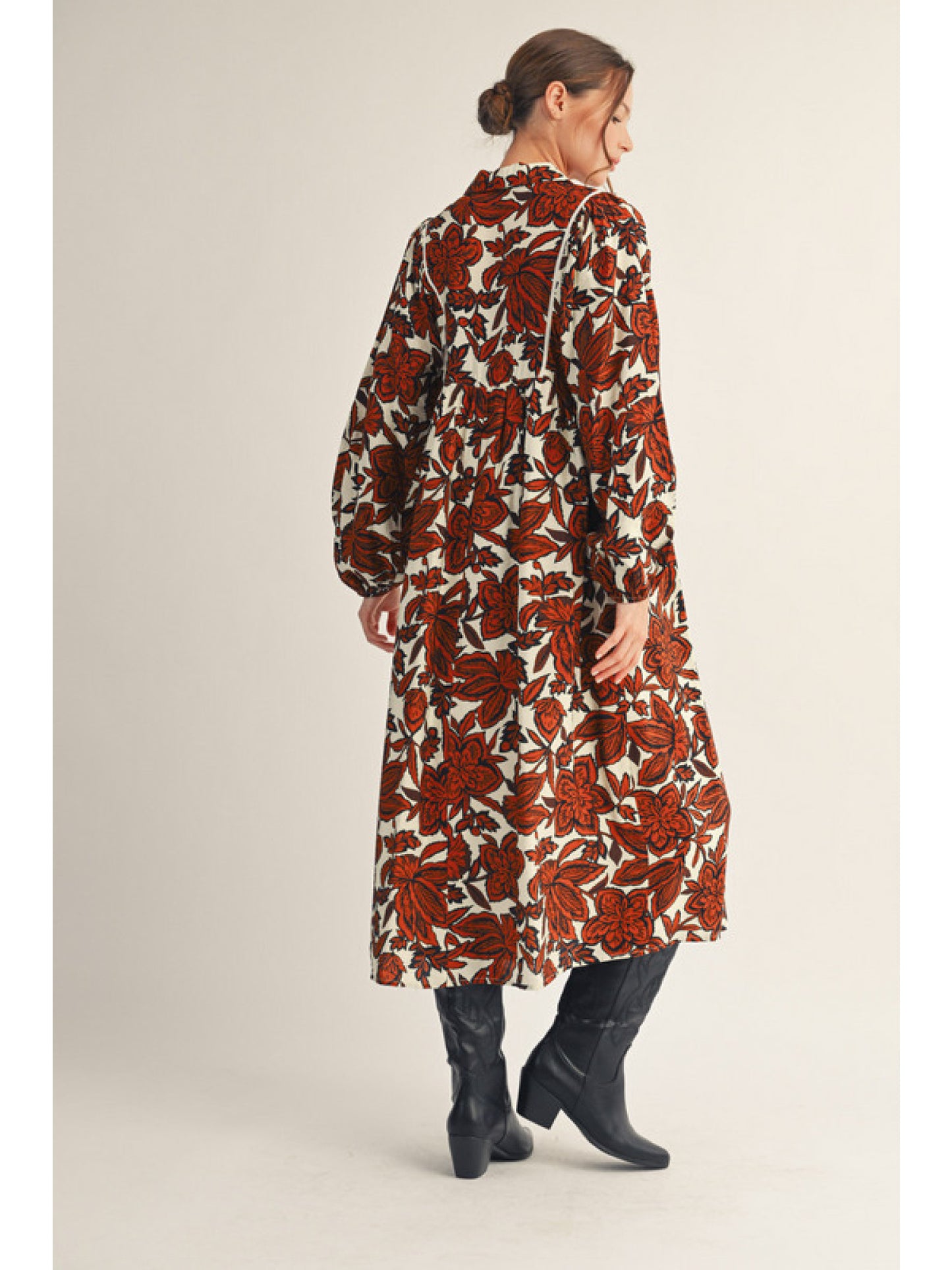 Long Sleeve Floral Midi Dress