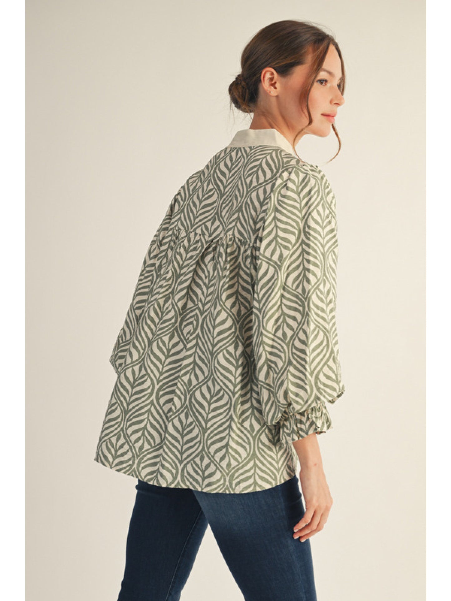 Boho Leaf Print Blouse