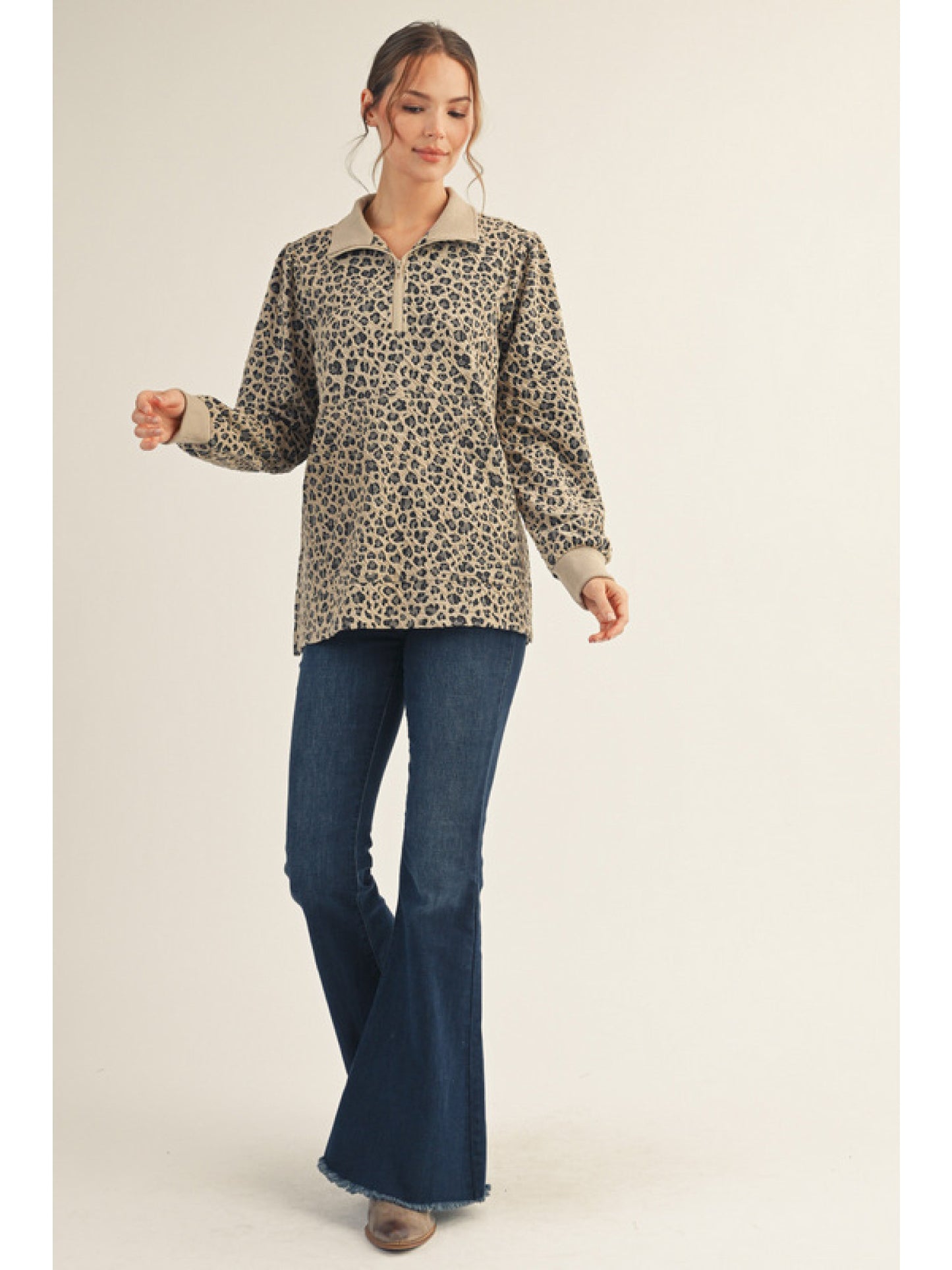 Leopard Zip Up Top