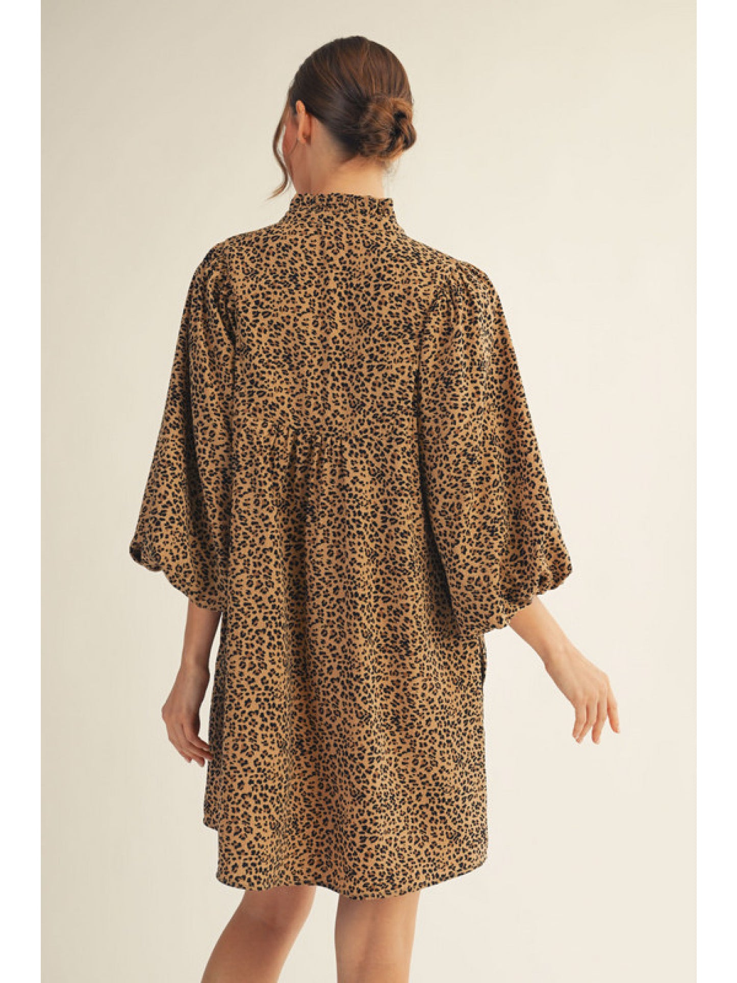 Leopard Ruffle Collar Dress