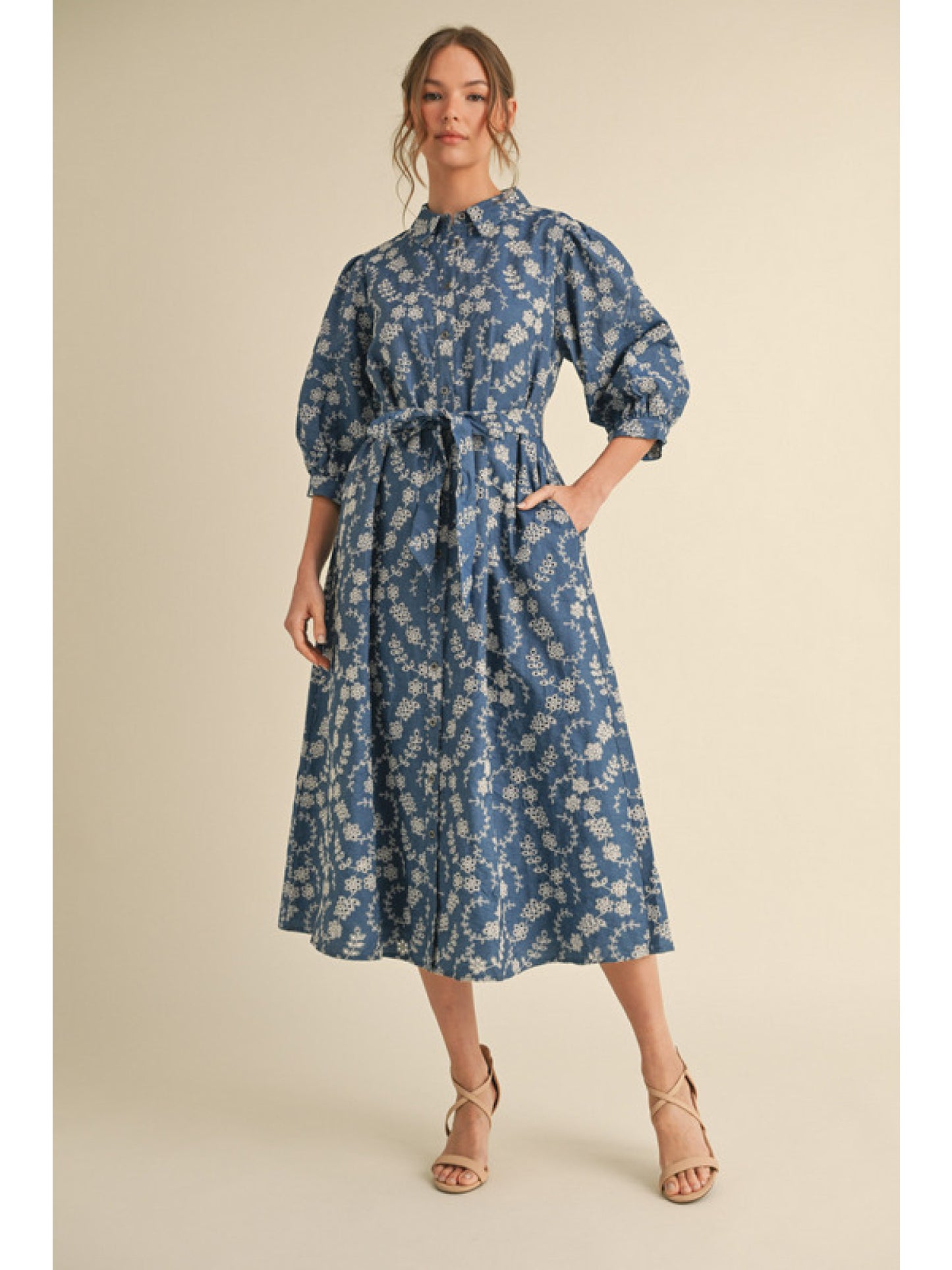 Denim Midi Belt Dress