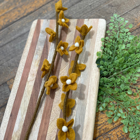 Felted Flower Stalk in Yellow