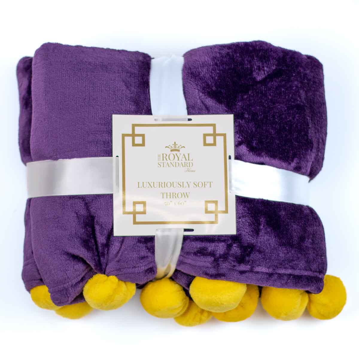 Purple and Gold Pom Throw
