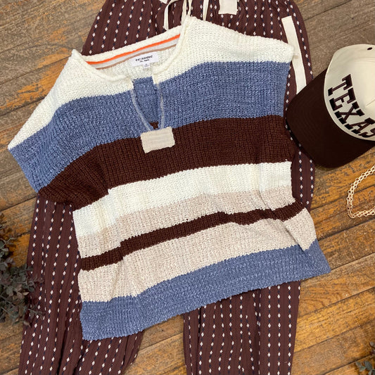 Striped Cap Sleeve Sweater