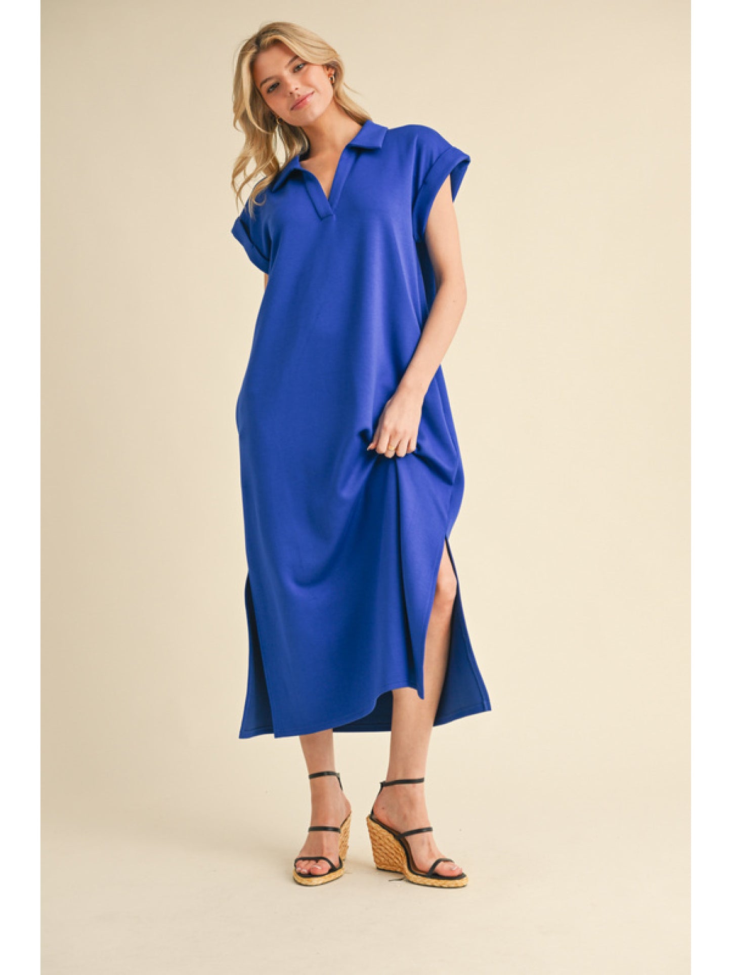 Collared Knit Midi Dress