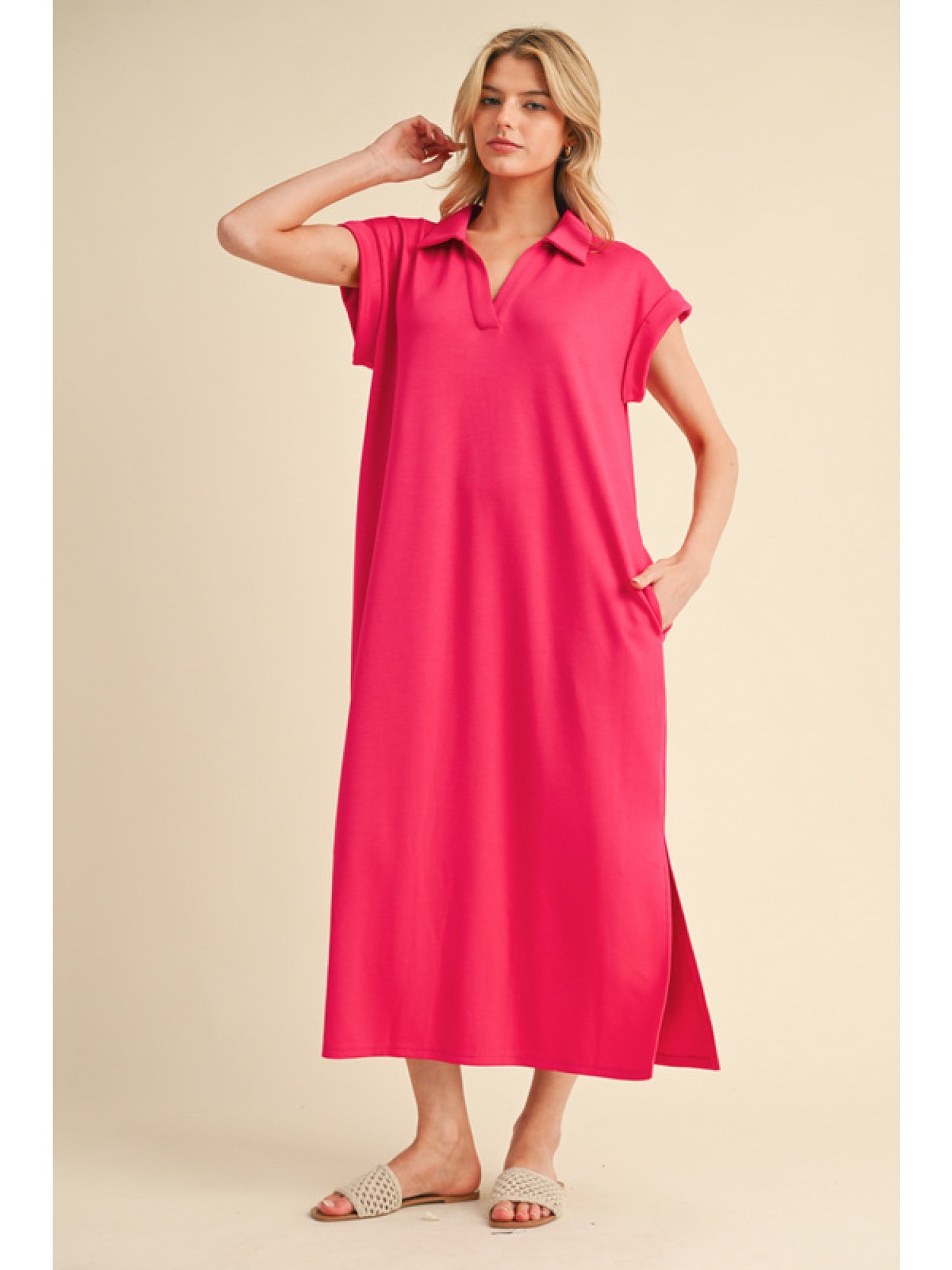 Collared Knit Midi Dress