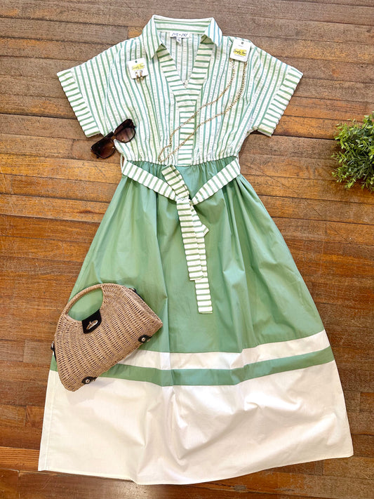 Sage Stripe Dress